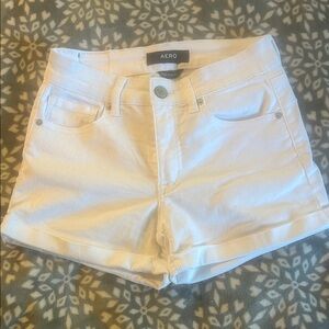 Aero Women's Classic Highrise Midi White Jean Shorts